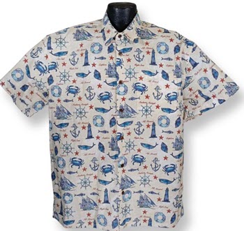 Nautical, Sailing,  and Coastal Hawaiian shirts and Aloha Shirts